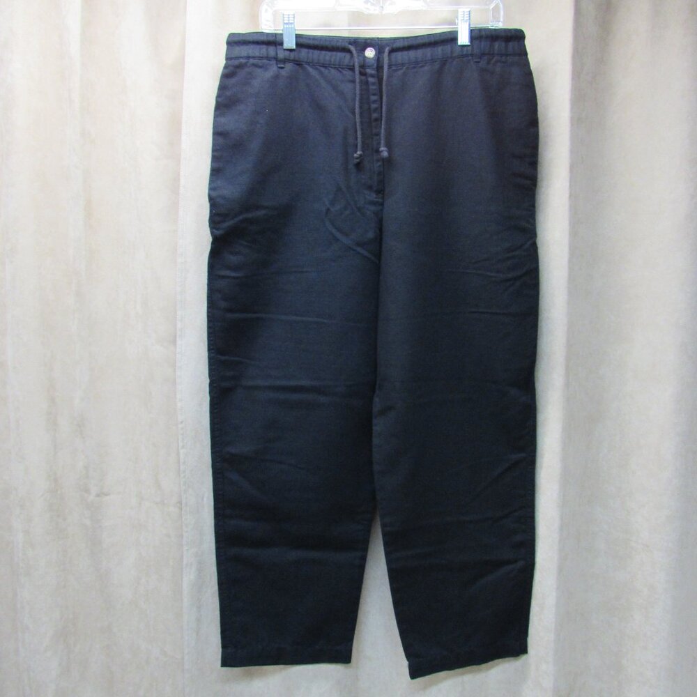 Talbots Petites Vintage Linen/Cotton Black Pants Pockets Medium